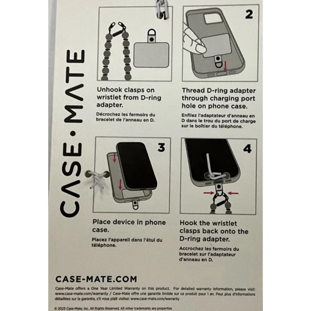 Case-Mate Crystal Pearl Phone Wristlet Universal Charm Strap -Silver - Picture 3 of 3